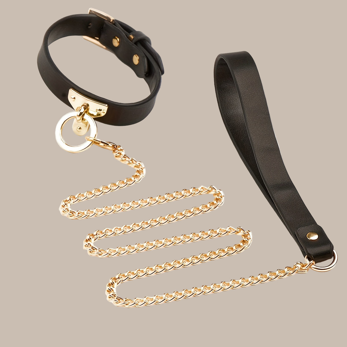 1pc BDSM Leather Collar with Golden Chain - Durable, Adjustable, and Comfortable for Flirting Games, Role-Playing, and Adult Pleasure, Ideal Gift for Valentine'S Day, Halloween, Christmas, and Birthday, Adult Sex Toy | Playfu