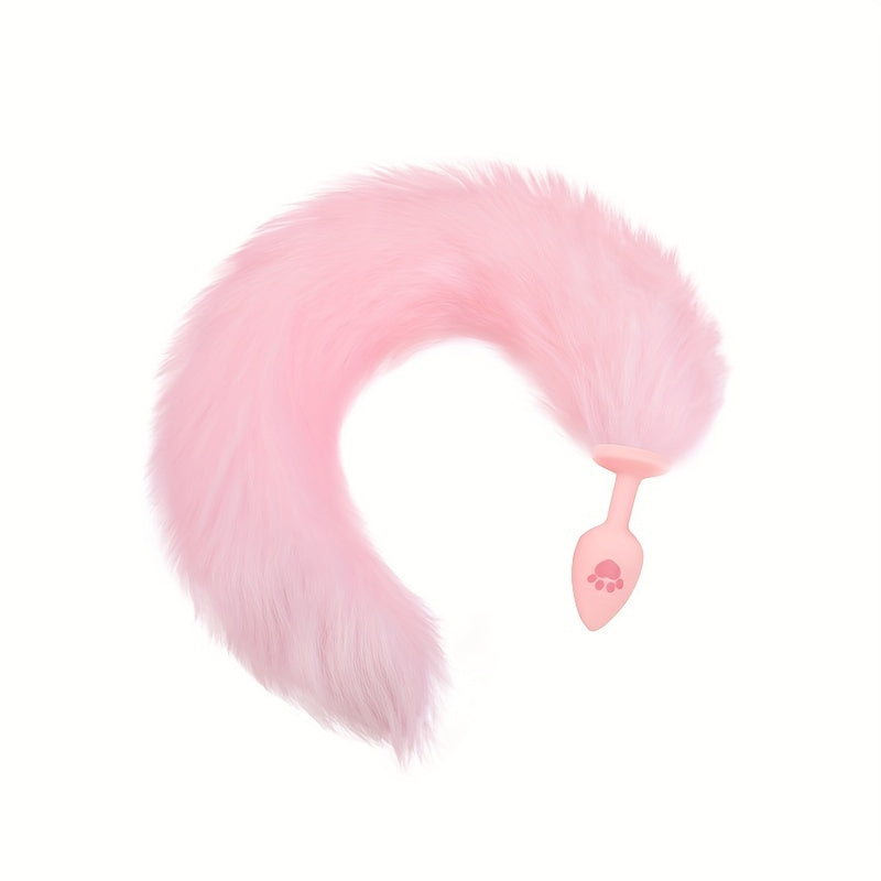 One Piece Cute Sexy Plush Pussy Tail Anal Plug Silicone Cat Paw Ass Plug, Fox Tail Animal Tail Dildo BDSM Cosplay Role Play Flirt Play, Sex Toys For Male Female