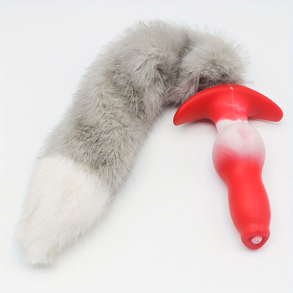 Sexy Anal Plug with Tail - Soft Silicone Butt Design for Adults, Wearable & Non-Electric, Perfect for Couples' Playtime