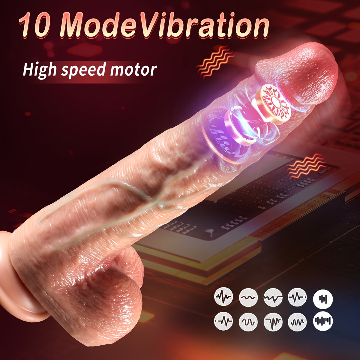 10-Mode Vibrating & Thrusting Rechargeable Silicone Wand