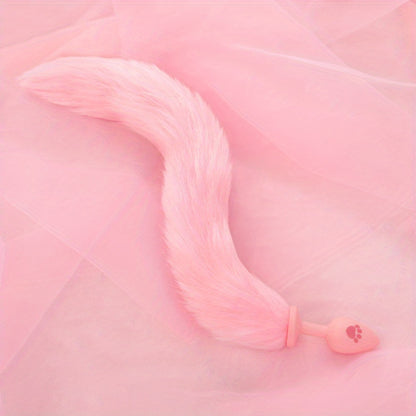 One Piece Cute Sexy Plush Pussy Tail Anal Plug Silicone Cat Paw Ass Plug, Fox Tail Animal Tail Dildo BDSM Cosplay Role Play Flirt Play, Sex Toys For Male Female
