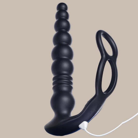 Thrusting Anal Beads Vibrator for Male Prostate Massager Penetrate Anal Sex Toy Butt Plug Masturbator for Gay Men Penis Ring