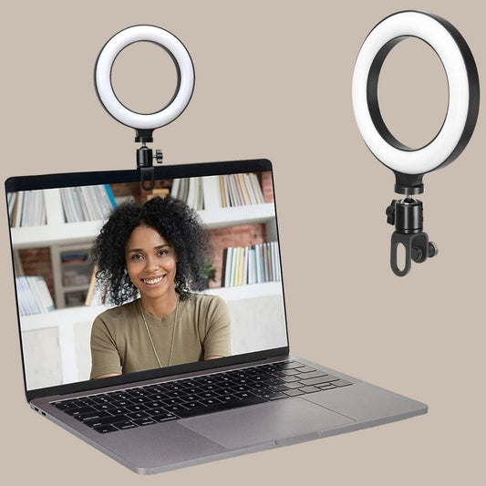 Clip-on LED ring light for content