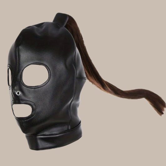 Faux Leather Tassel Costume Mask & Headpiece