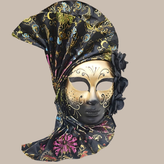 Hand-Painted Venetian Fan Masquerade Mask