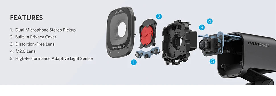 Auto Focus USB Camera Stereo Mics