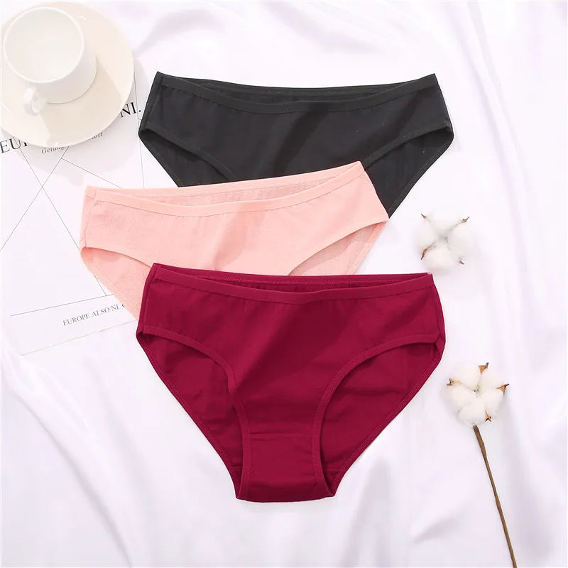 Female Underpants Solid Color Pantys S-XL