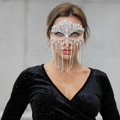 Crystal Tassel Masquerade Headwear Chain