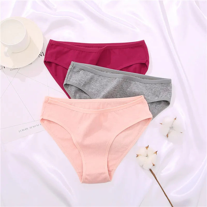 Female Underpants Solid Color Pantys S-XL