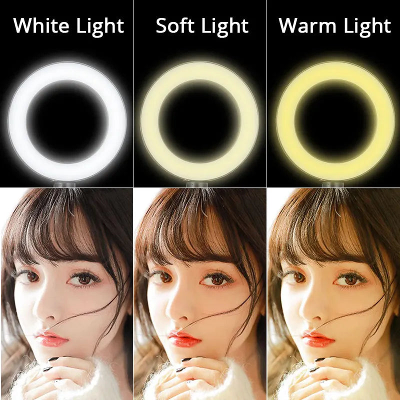Clip-on LED ring light for content