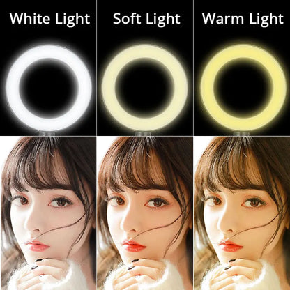 Clip-on LED ring light for content