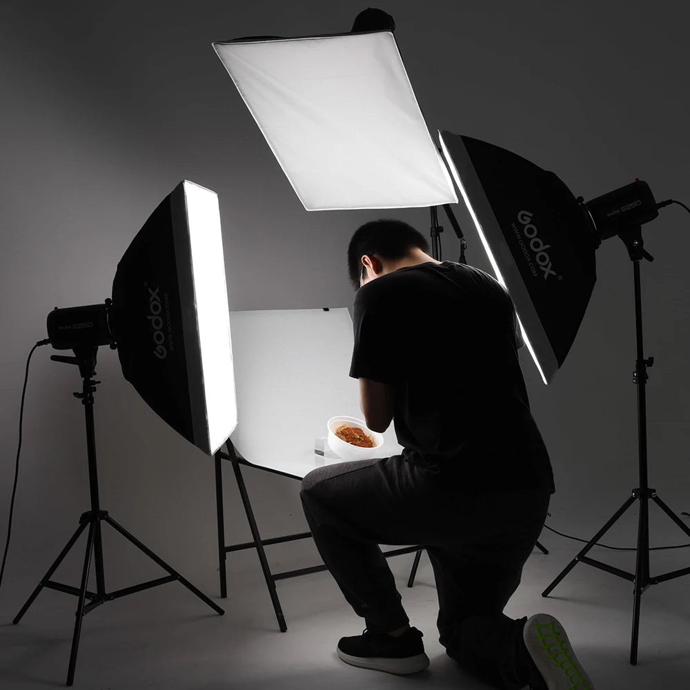 Triple E300 Lights with Softboxes & Stands
