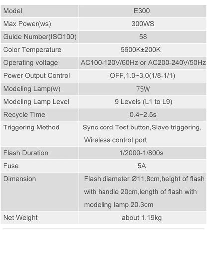 Triple E300 Lights with Softboxes & Stands