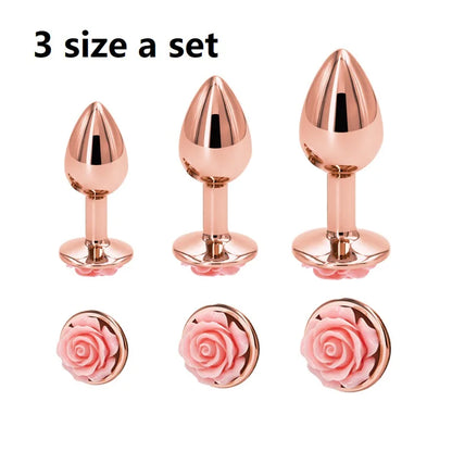 Crystal Heart Metal Plug Massager Set