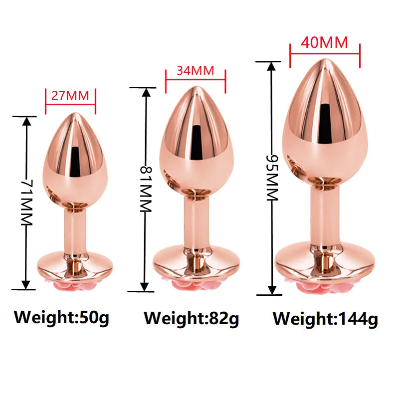 Crystal Heart Metal Plug Massager Set