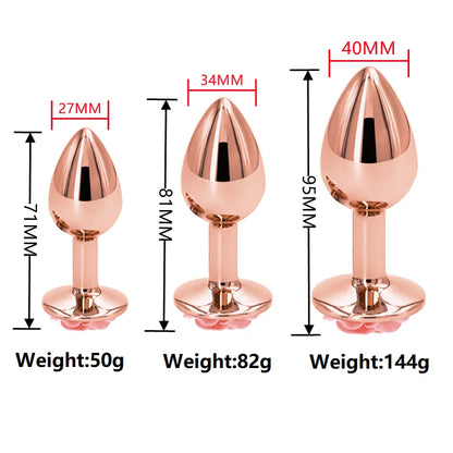 Crystal Heart Metal Plug Massager Set