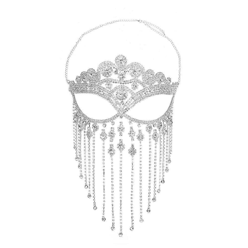 Crystal Tassel Masquerade Headwear Chain