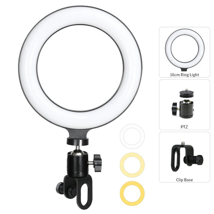 Clip-on LED ring light for content