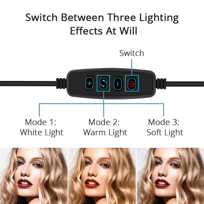 Clip-on LED ring light for content