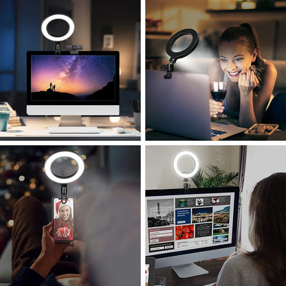 Clip-on LED ring light for content