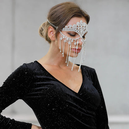 Crystal Tassel Masquerade Headwear Chain