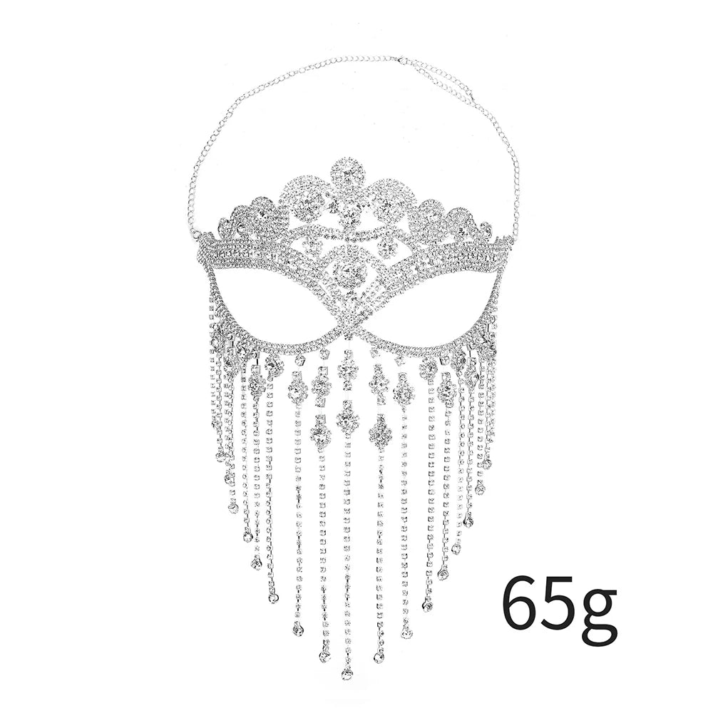 Crystal Tassel Masquerade Headwear Chain