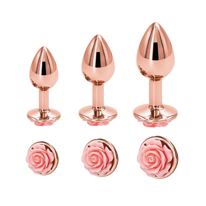 Crystal Heart Metal Plug Massager Set