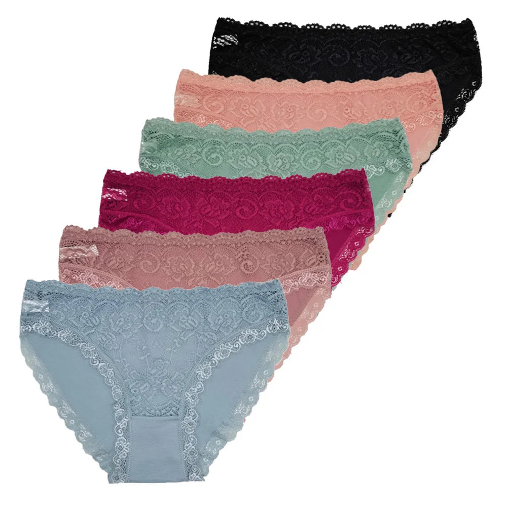 5 PCS/Set Hot Sale Sexy Lace Underwear Soft Underpants Ladies Panty Comfortable Women Cotton Panties 89319