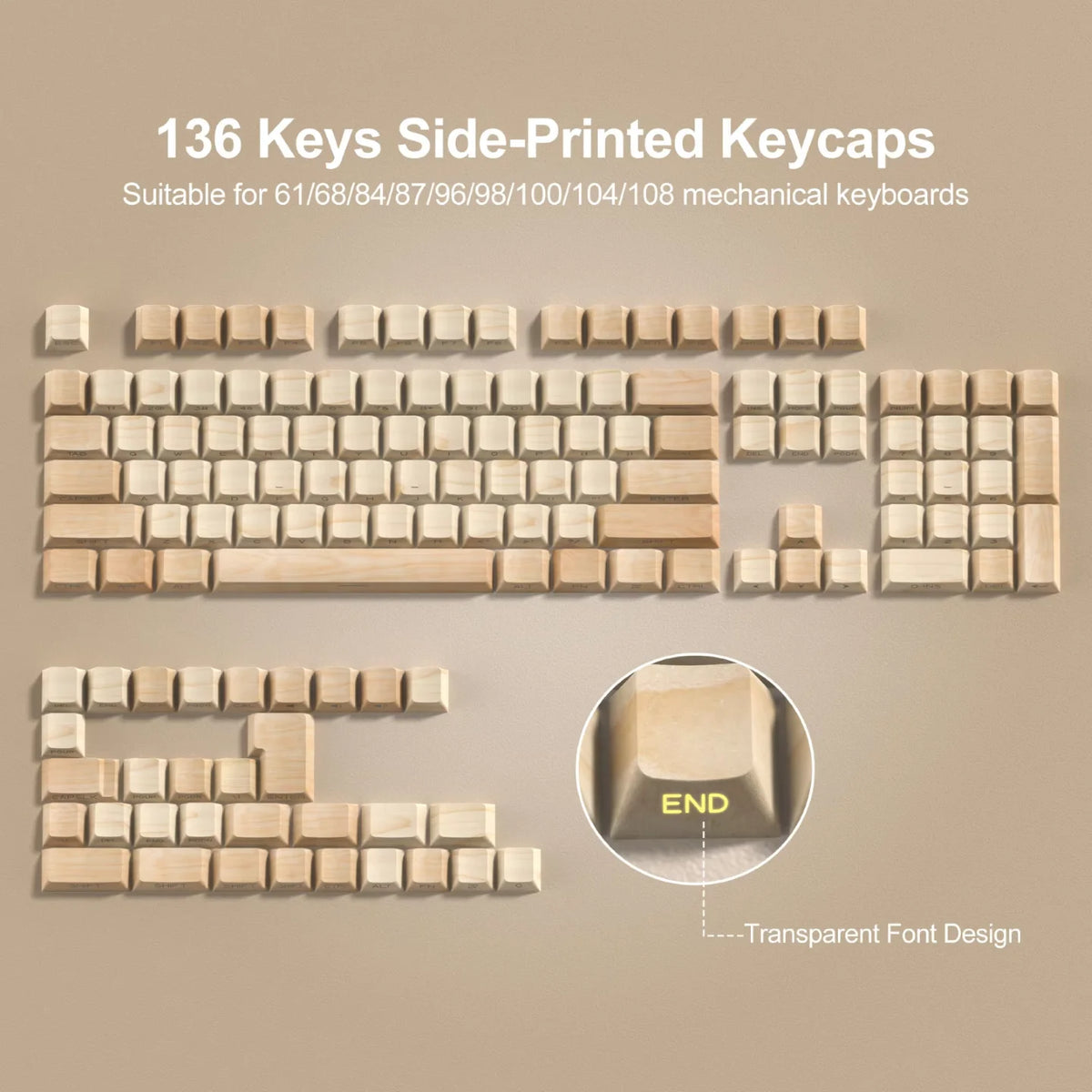 Wooden PBT Keycaps