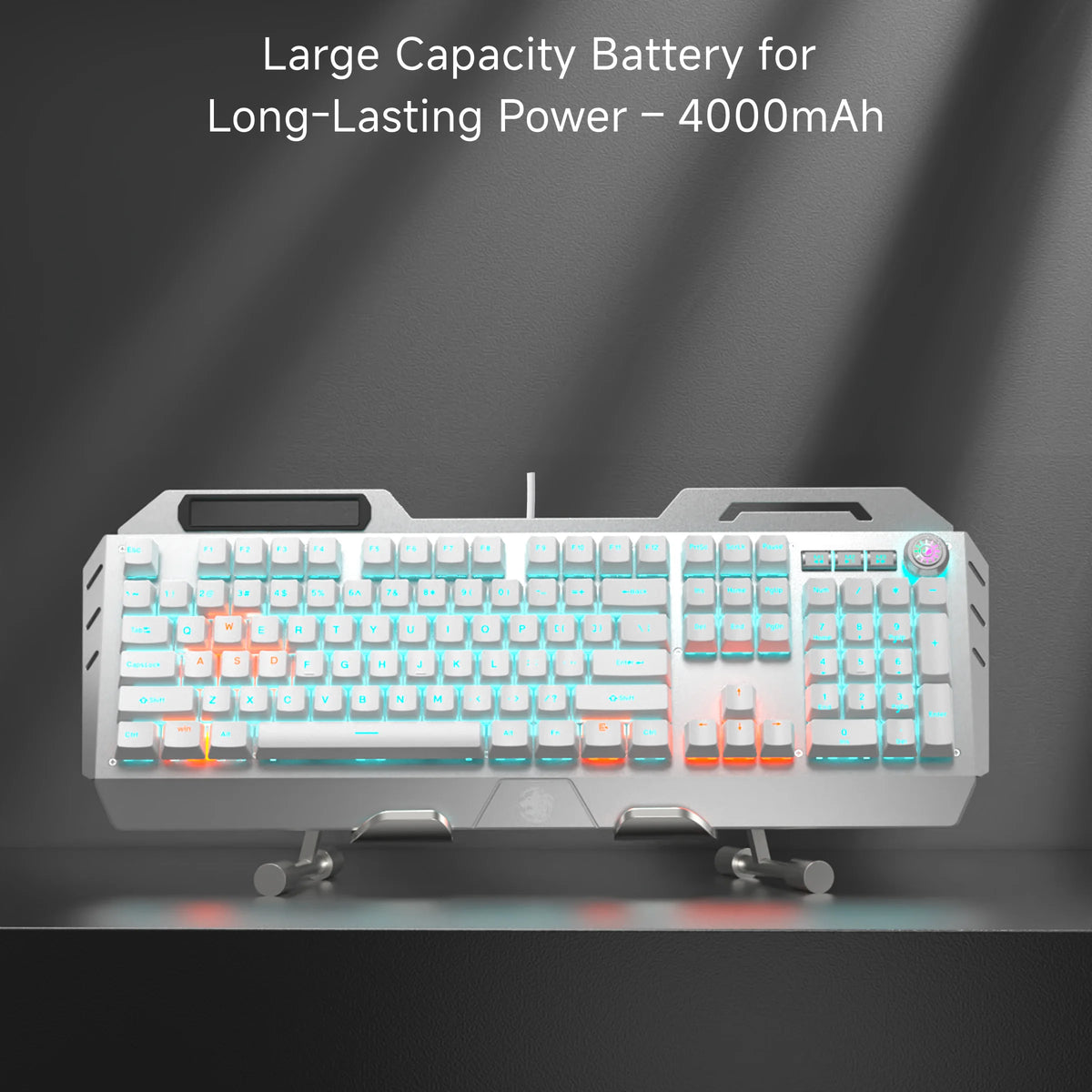EWEADN Wired Mechanical Gaming Keyboard, Knob Blue Switch,104-Key,Ergonomic, Durable,Gaming/Typing, Laptops/PCs, Esports/Gaming