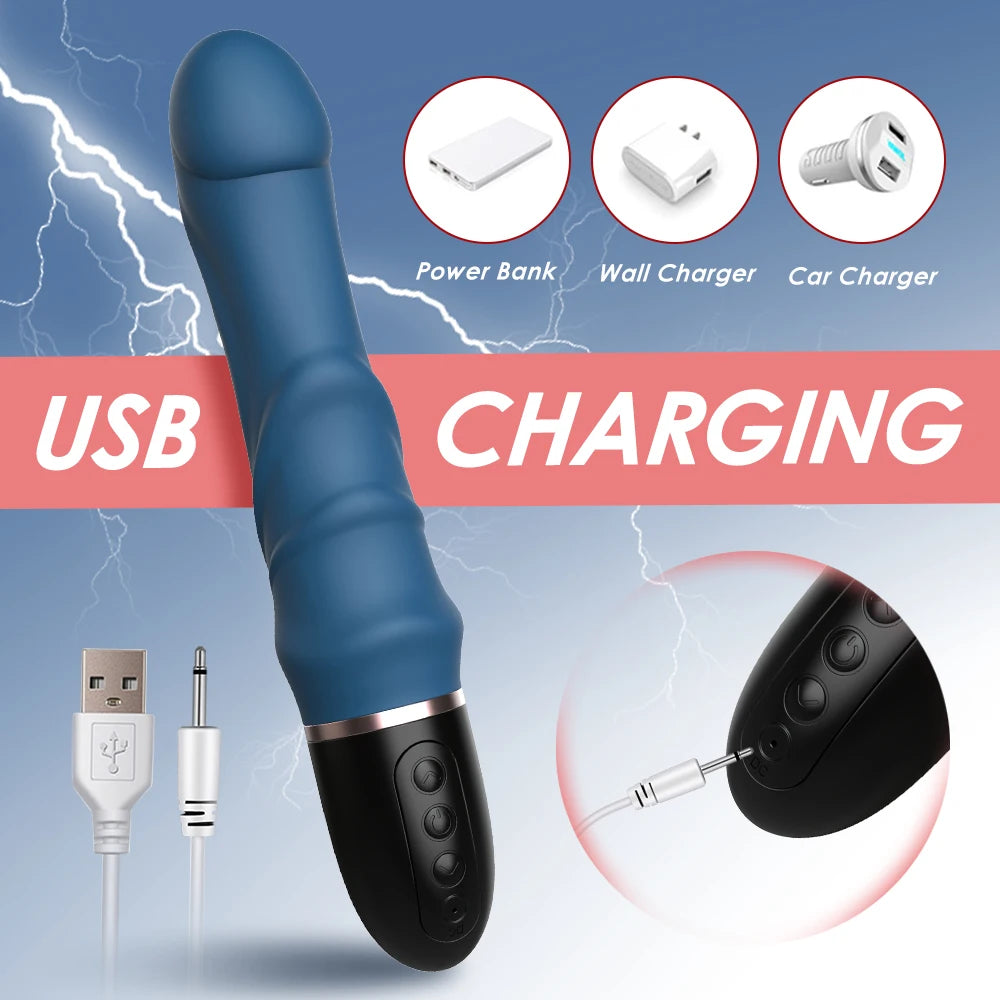Powerful Silicone Thrusting Dildo Vibrator