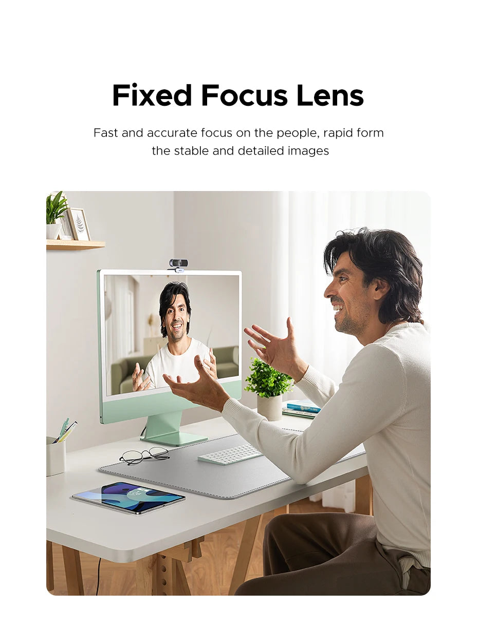 Full HD Webcam with Clear Audio Mic