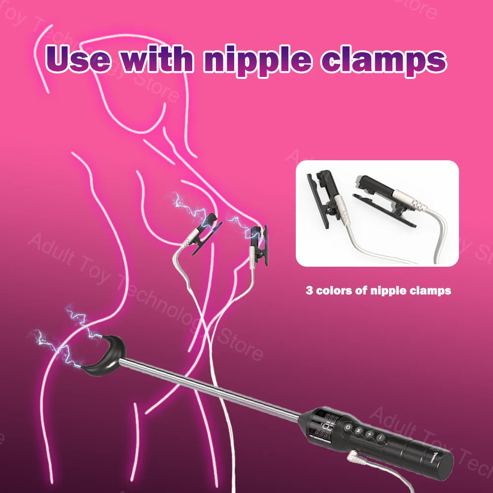 Electric Shock Stick, Use with nipple clamps, Adjustable Pulse Stimulator, Sex Game, Microcurrent BDSM Training, Adult Sex Toys