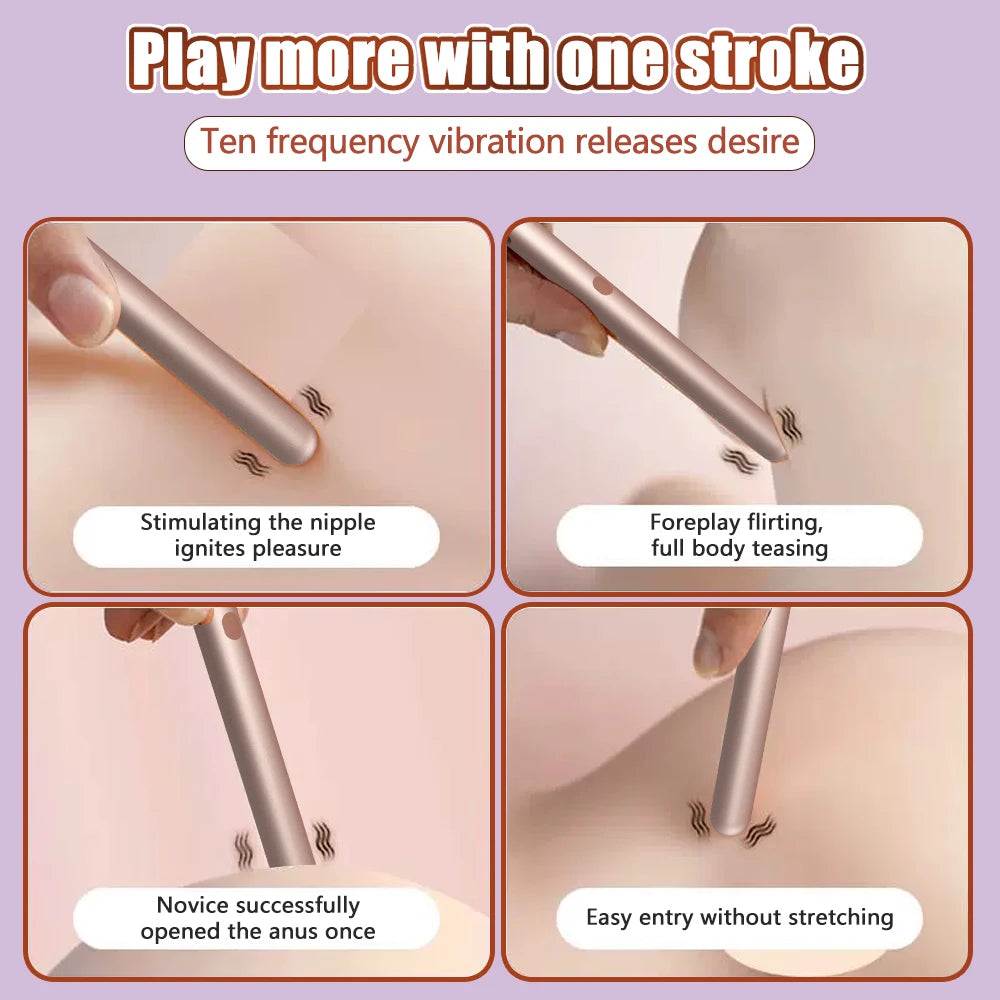 Portable Metal Love Bullet Vibrator Necklace with Chain Nipple G-spot Stimulator Anal Plug Waterproof Sex Toys for Adult Women