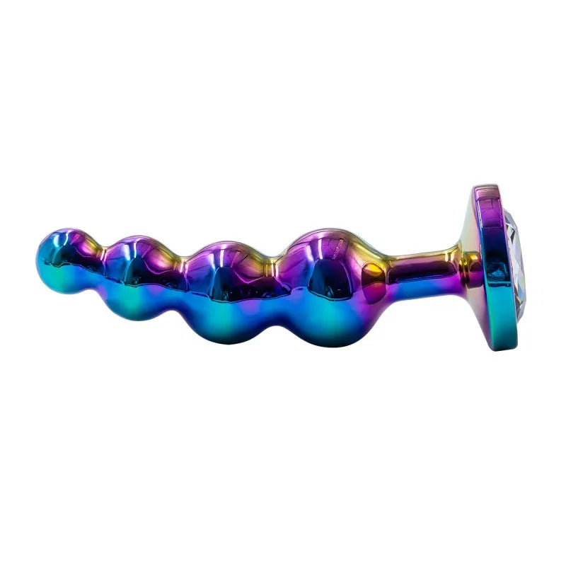Premium Metal Anal Beads Pink Crysta
