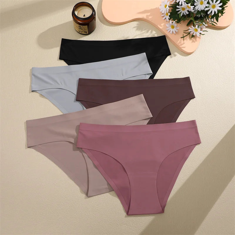 6Pcs/Set Sexy Traceless Panties For Women Seamless Low Waist Breathable Briefs High Elastic Solid Color Lingerie Cozy Underpants