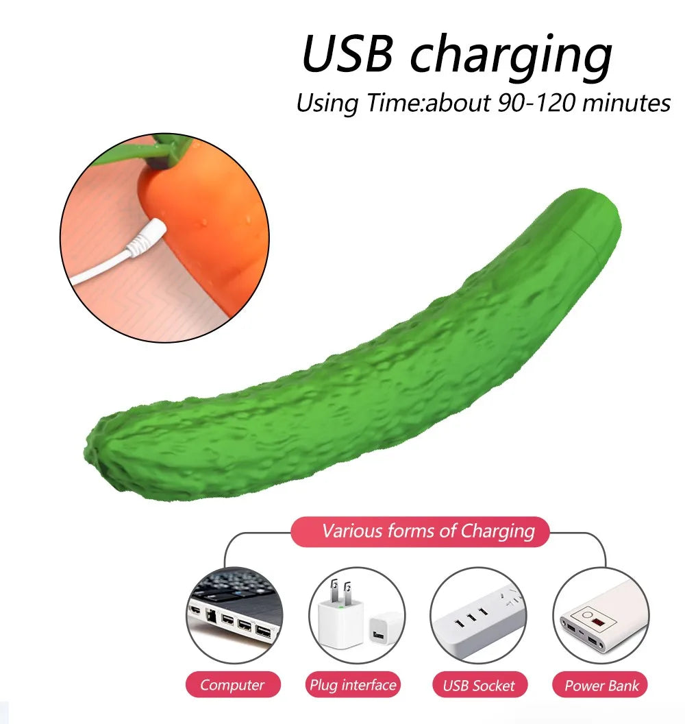 Cucumber Vibrating Dildo — 7-Frequency USB Rechargeable