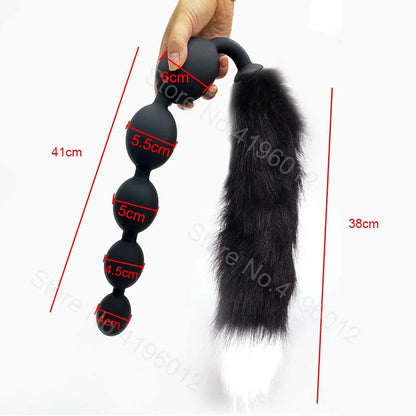Huge 9 Ball Anal Plug Tail Sex Toys For Men Women Anal Dilator Soft Butt Plug with Tail Anal Beads Sex Party Erotic Toy Butplug