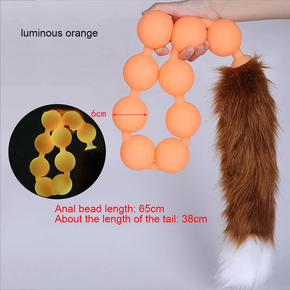 Huge 9 Ball Anal Plug Tail Sex Toys For Men Women Anal Dilator Soft Butt Plug with Tail Anal Beads Sex Party Erotic Toy Butplug