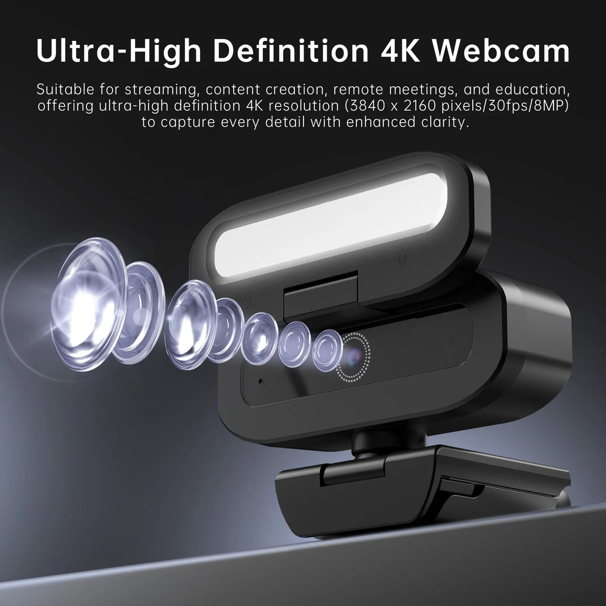 LED Lights Autofocus 4k Webcam