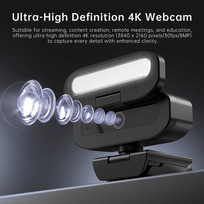 LED Lights Autofocus 4k Webcam