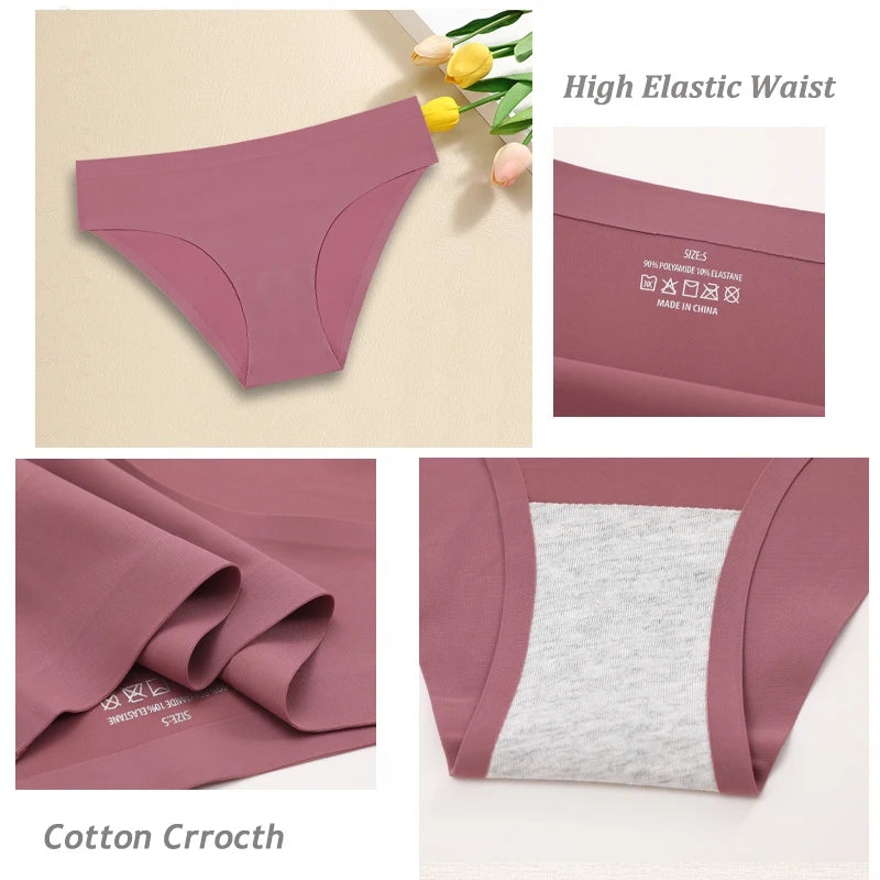6Pcs/Set Sexy Traceless Panties For Women Seamless Low Waist Breathable Briefs High Elastic Solid Color Lingerie Cozy Underpants