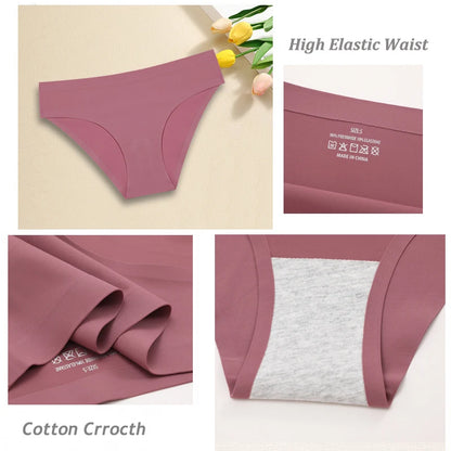 6Pcs/Set Sexy Traceless Panties For Women Seamless Low Waist Breathable Briefs High Elastic Solid Color Lingerie Cozy Underpants