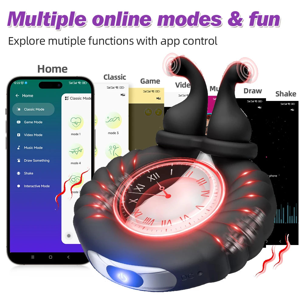 Bluetooth App Penis Ring Vibrator — Remote Couples Play