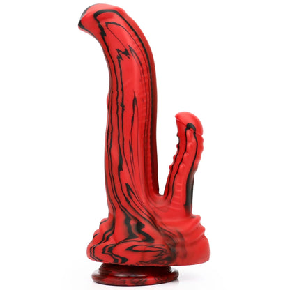 Double-Ended Silicone Dildo with Suction Cup Base