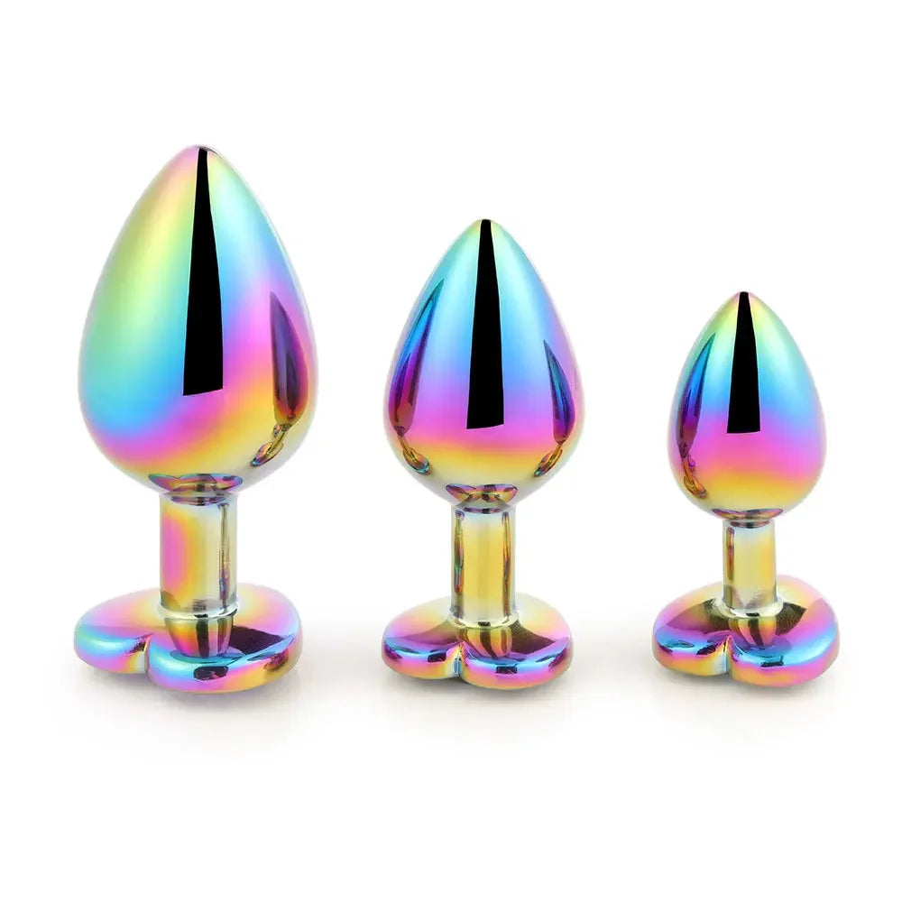 Cute Rainbow Heart-Shaped Metal Crystal Plug