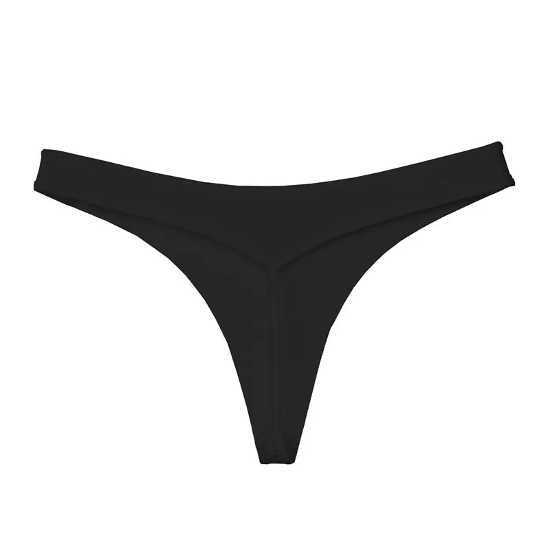 2 Pcs T-back Cotton Thong Underwear for Women Sports Ladies Seamless Panties Low Rise Solid Sexy Tanga