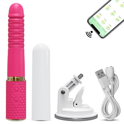 Thrusting Dildo Vibrator with Bracket Stand