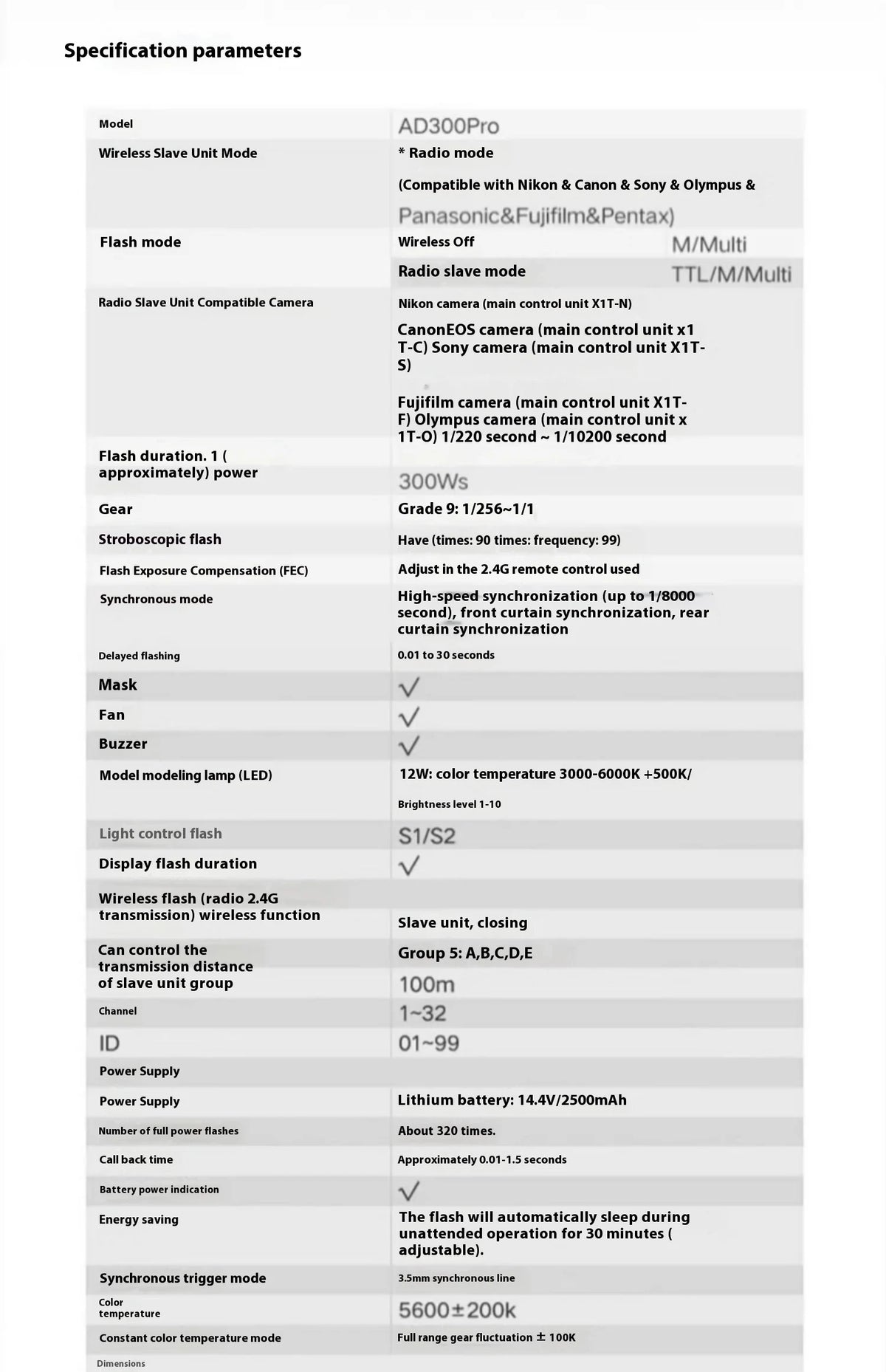 Daylight 5600K Studio Flash