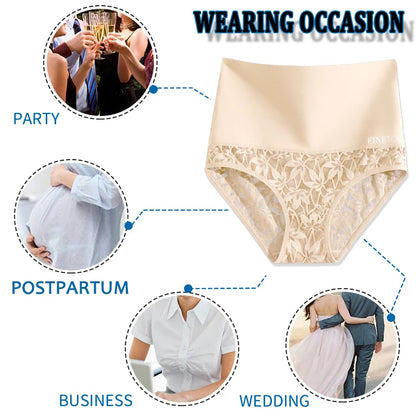 4Pcs/Set Women's Seamless Panties Sexy Solid Color Lace Floral Legging Plus Size High Waist Shapewear Female Soft Cozy Lingerie